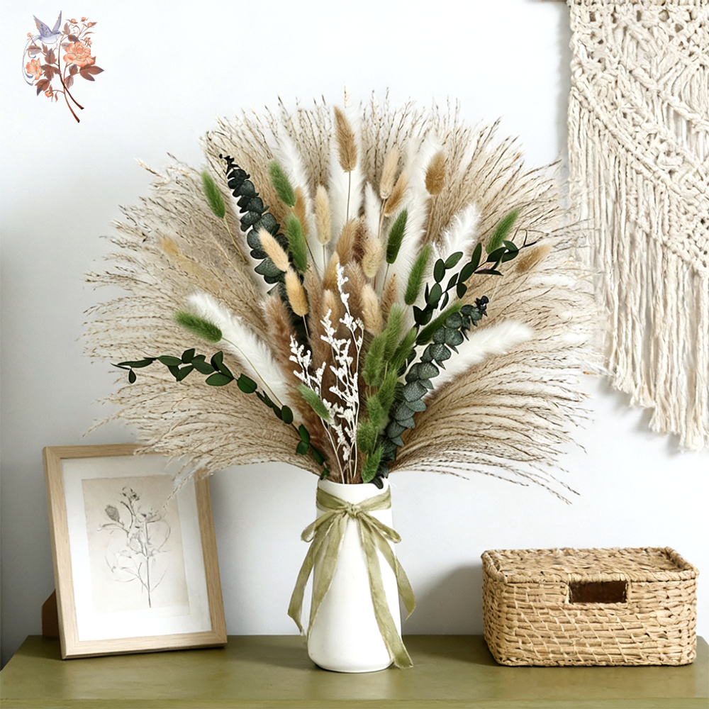 Dried Flower Bunch - 85PCS Natural Dried Flowers Pampas Grass