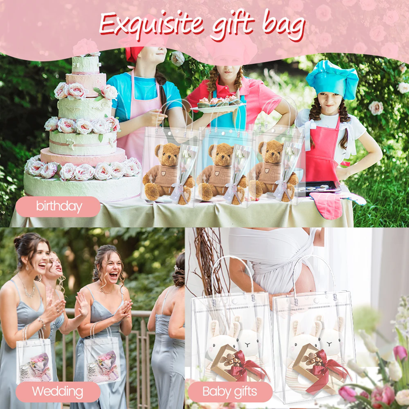 5/10Pcs Clear Gift Bag with Ha - Cellophane Wrap Clear 리뷰 및 가격