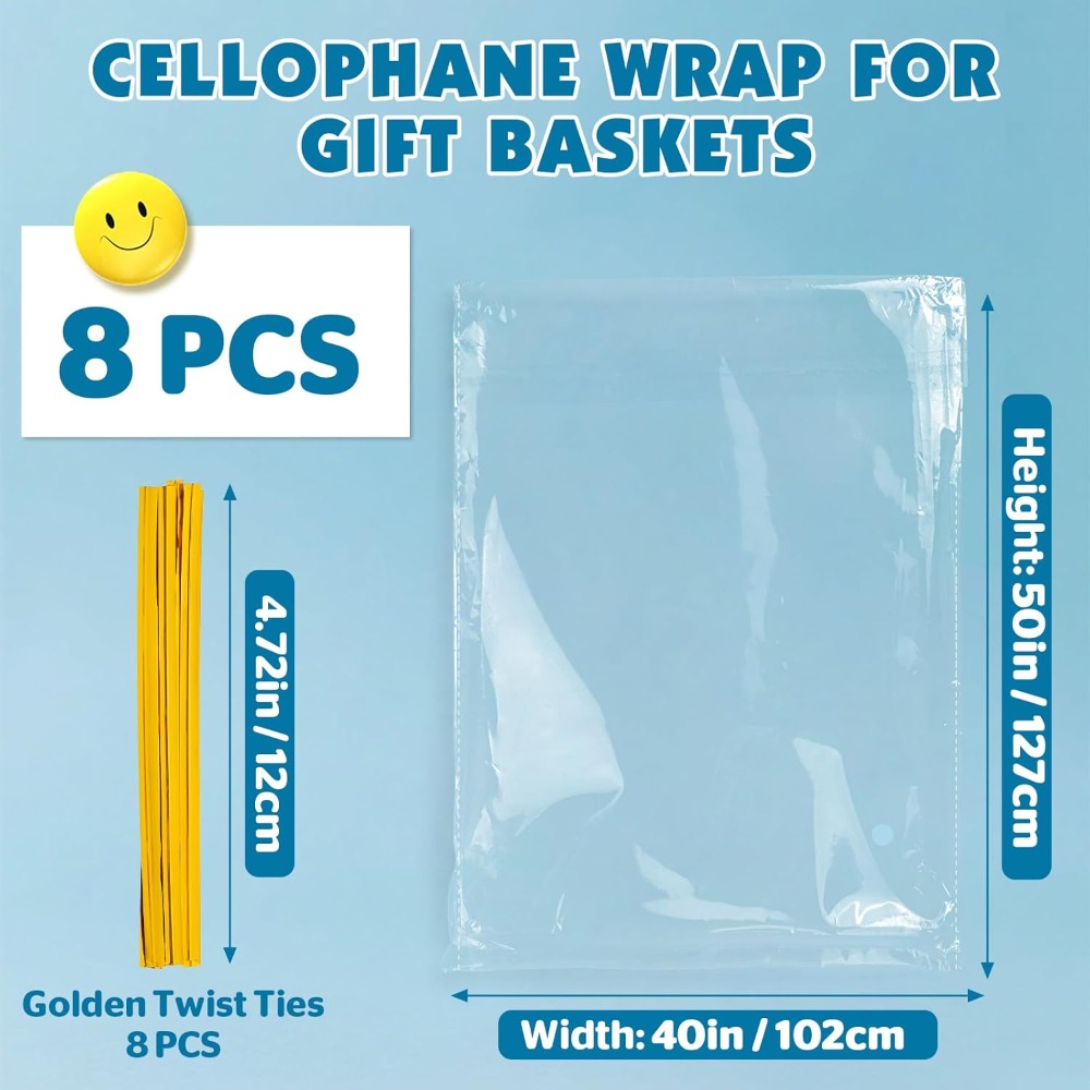 8 Pcs Large Cellophane Bags, 4 - Cellophane Wrap Clear 리뷰 및 가격