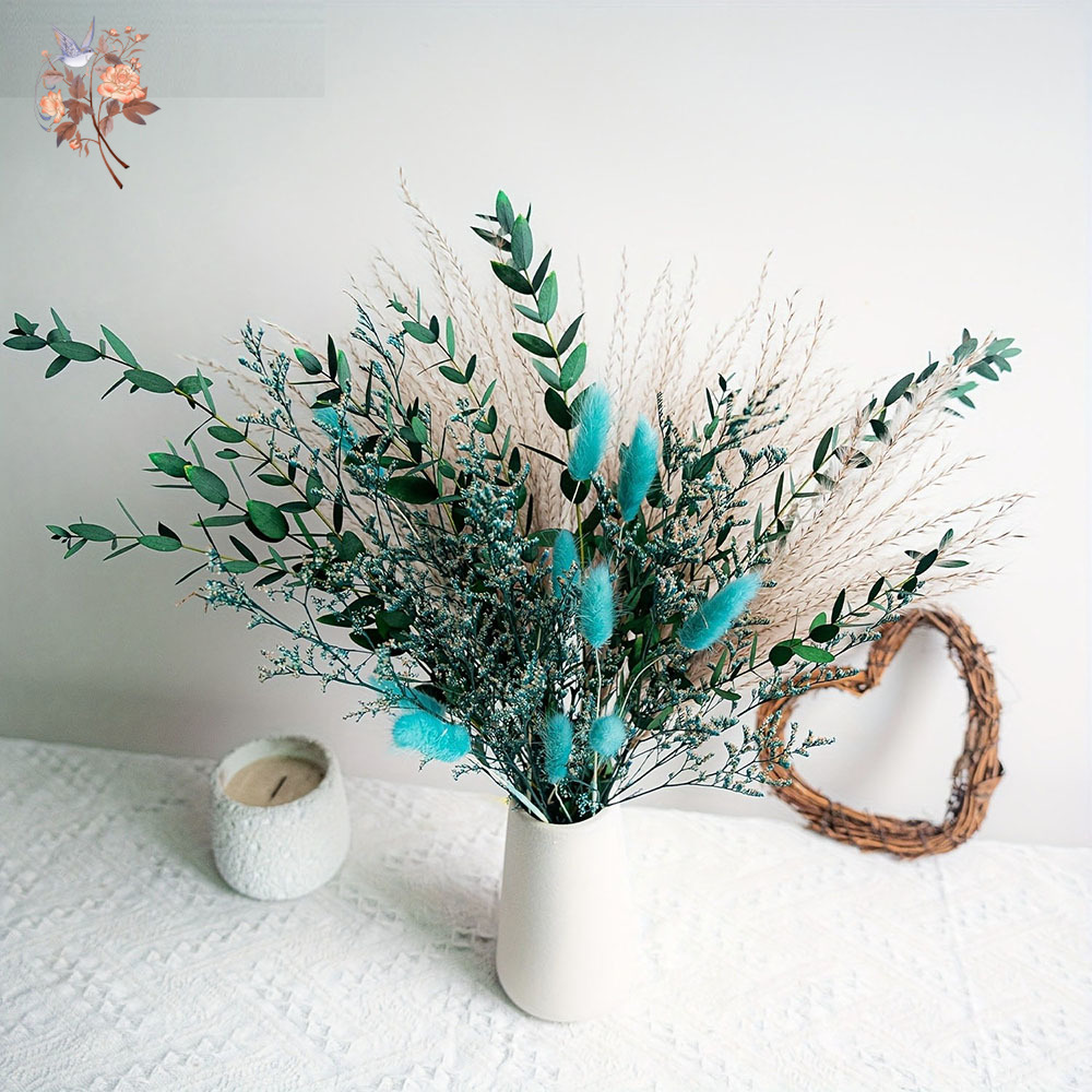 Blue Natural Dried Flowers Pam - Dried Flower Bunch 리뷰 및 가격
