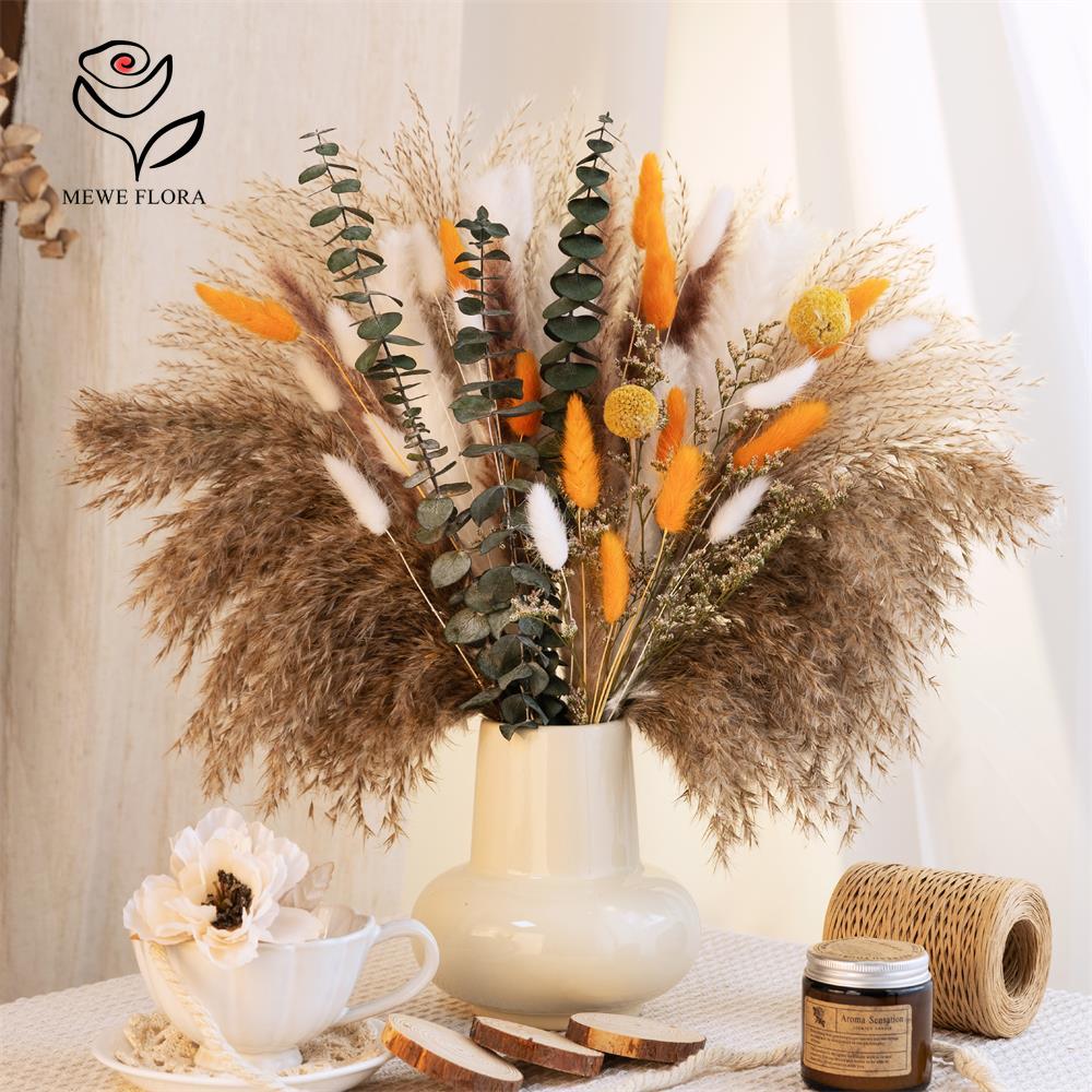 65Pcs Orange Pampas Grass Bouq - Dried Flower Bunch 리뷰 및 가격