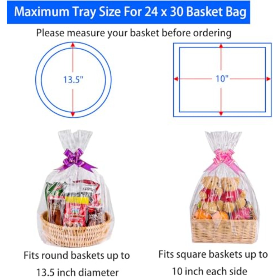 Clear Basket Bags 20Pack Large - Cellophane Wrap Clear 리뷰 및 가격